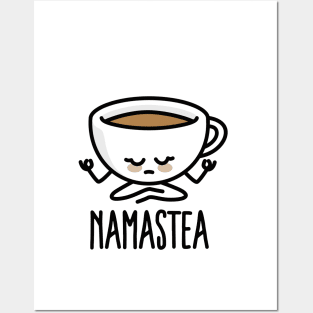 Namastea Namaste meditation black tea Yoga Kawaii Posters and Art